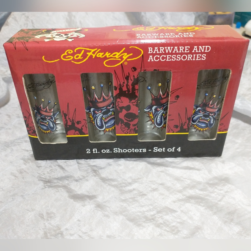 Ed Hardy Love Kills Slowly 2oz Shot Glasses